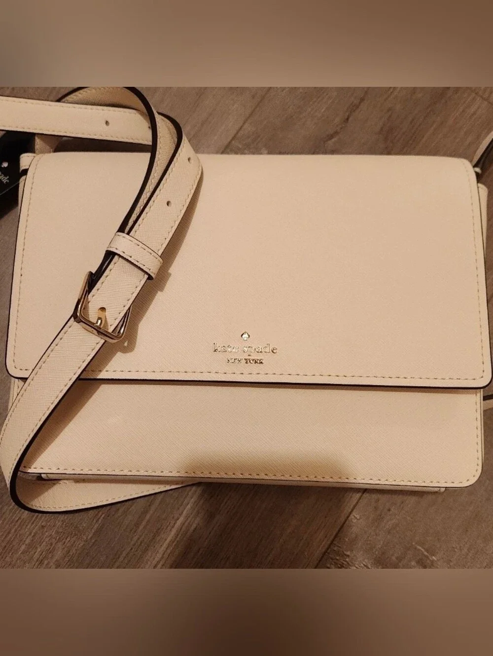 kate spade Cream Leather Crossbody with Gold Hardware